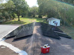 Roof view of a solar installation on a shingle roof in Thonotosassa, FL