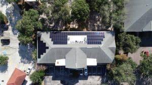 Aerial View of a Solar Installation on a shingle roof in Clearwater, FL