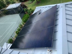 Roof view of a solar array on a metal roof in WInter Haven, FL