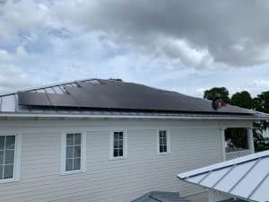 Side view of a solar array on a metal roof in WInter Haven, FL