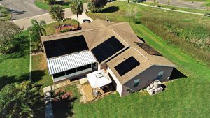 Roof view of solar system installed on a shingle roof in Apollo Beach, FL