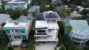 Rear view of a solar installation on a metal roof in Treasure Island, FL